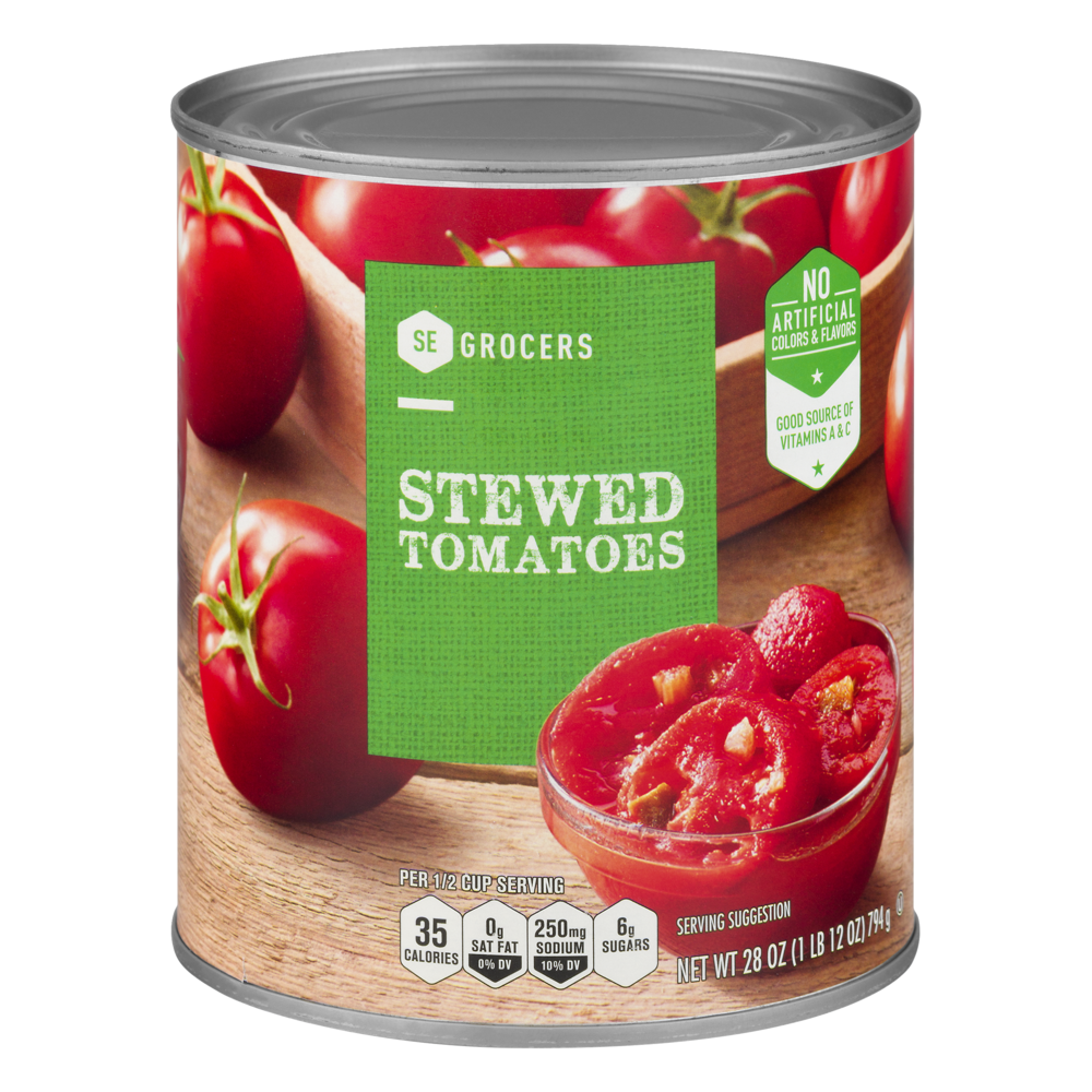 slide 1 of 1, SE Grocers Stewed Tomatoes, 28 oz