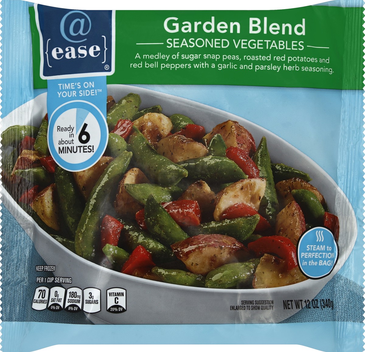 slide 5 of 6, @ease Vegetables, Seasoned, Garden Blend, 12 oz
