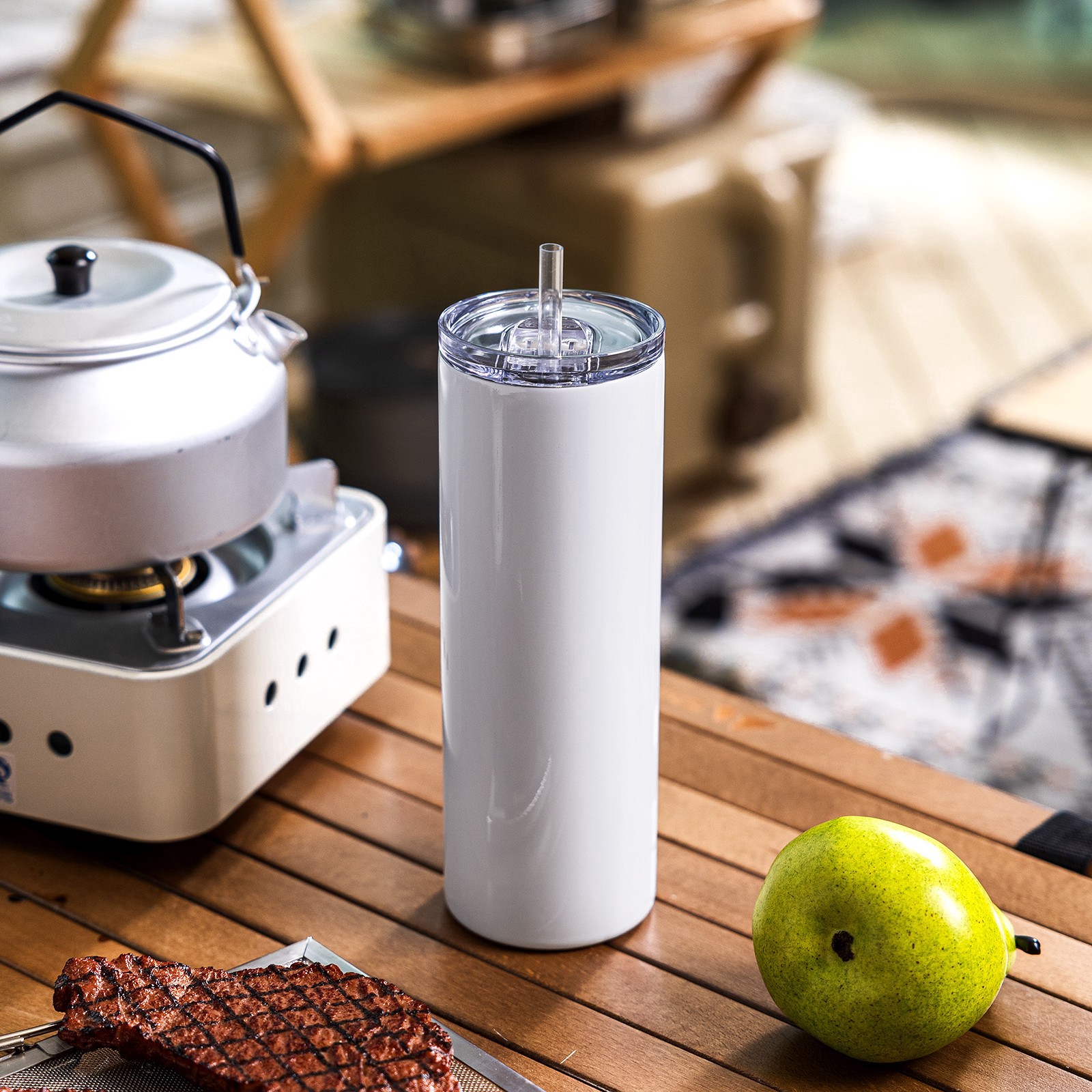 slide 6 of 6, 18.5oz. Skinny Sublimation Tumbler With Straw By Make Market, 18.5 oz