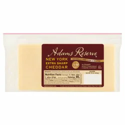 Adams Reserve Cheese, Slices, New York Extra Sharp Cheddar