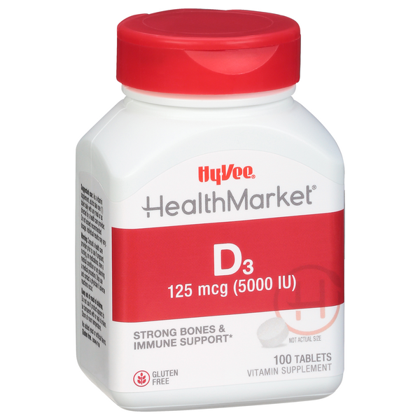 slide 1 of 1, Hy-Vee Healthmarket Vitamin D3 5000 Iu Tablets, 100 ct