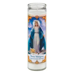 Star Candle PRAYER CANDLE Star Novena Candle 8" White "Maria Milagrosa"