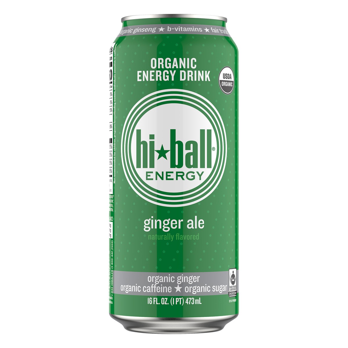 slide 1 of 8, Hiball Energy Certified Organic Energy Drink, Ginger Ale, 16 fl. oz. Can, 16 fl oz