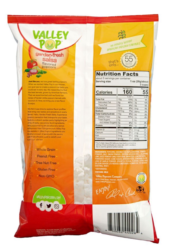 slide 5 of 5, Valley Pop Fresh Garden Salsa Flavored Popcorn, 5 oz