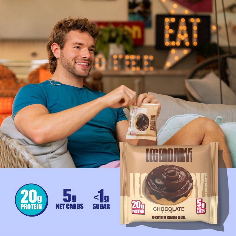 slide 3 of 5, Legendary Foods Protein Roll - Chocolate - 9.5oz/4ct, 4 ct; 9.5 oz