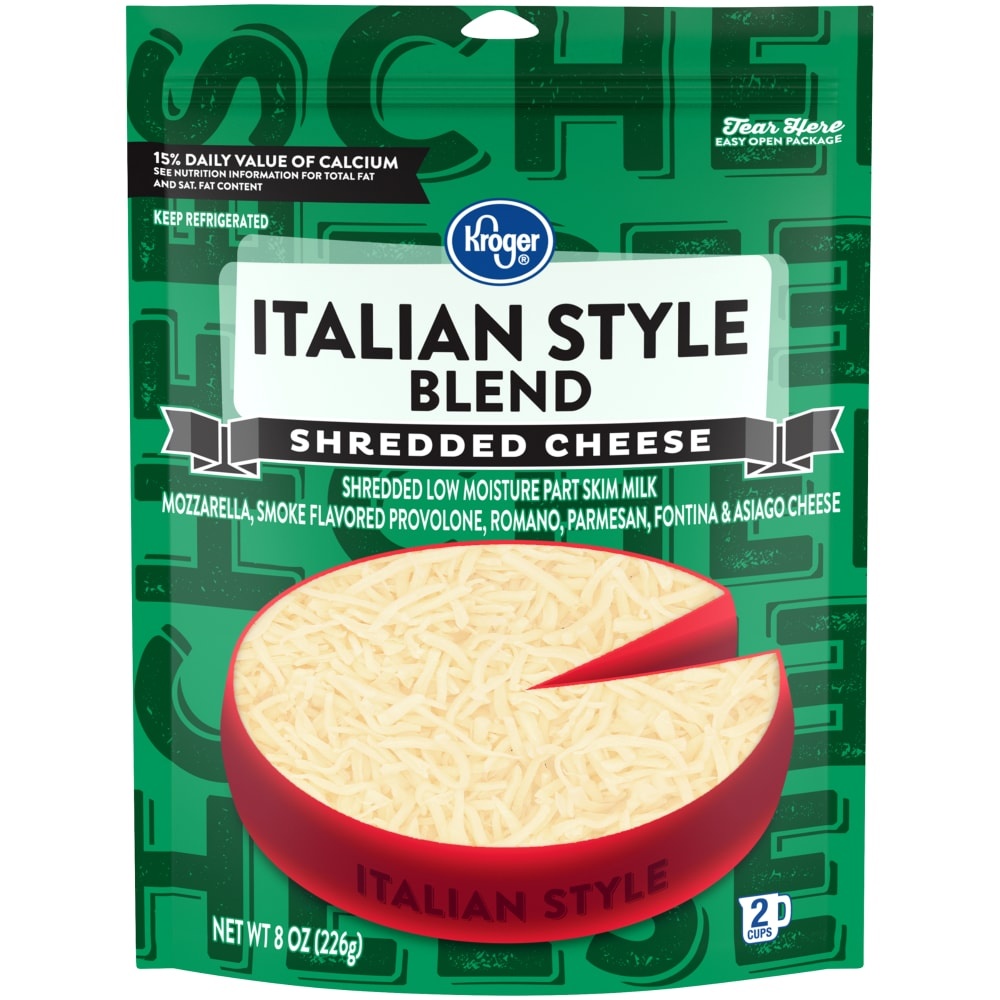 slide 1 of 1, Kroger Finely Shredded Italian Style Cheese, 8 oz