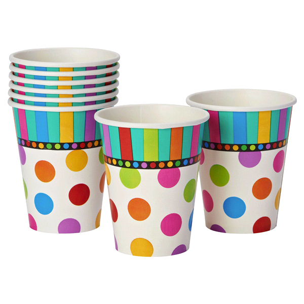 slide 1 of 2, Dots & Stripes Paper Cups, 1 ct