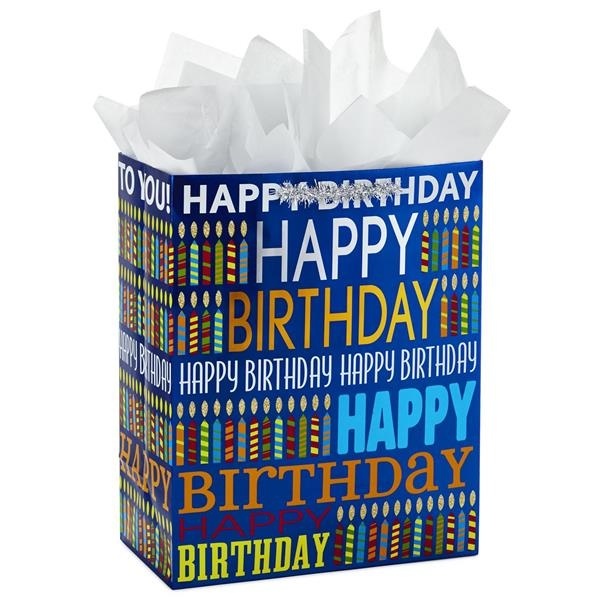 slide 1 of 1, Hallmark Large Happy Birthday Gift Bag with Tissue Paper, 1 ct