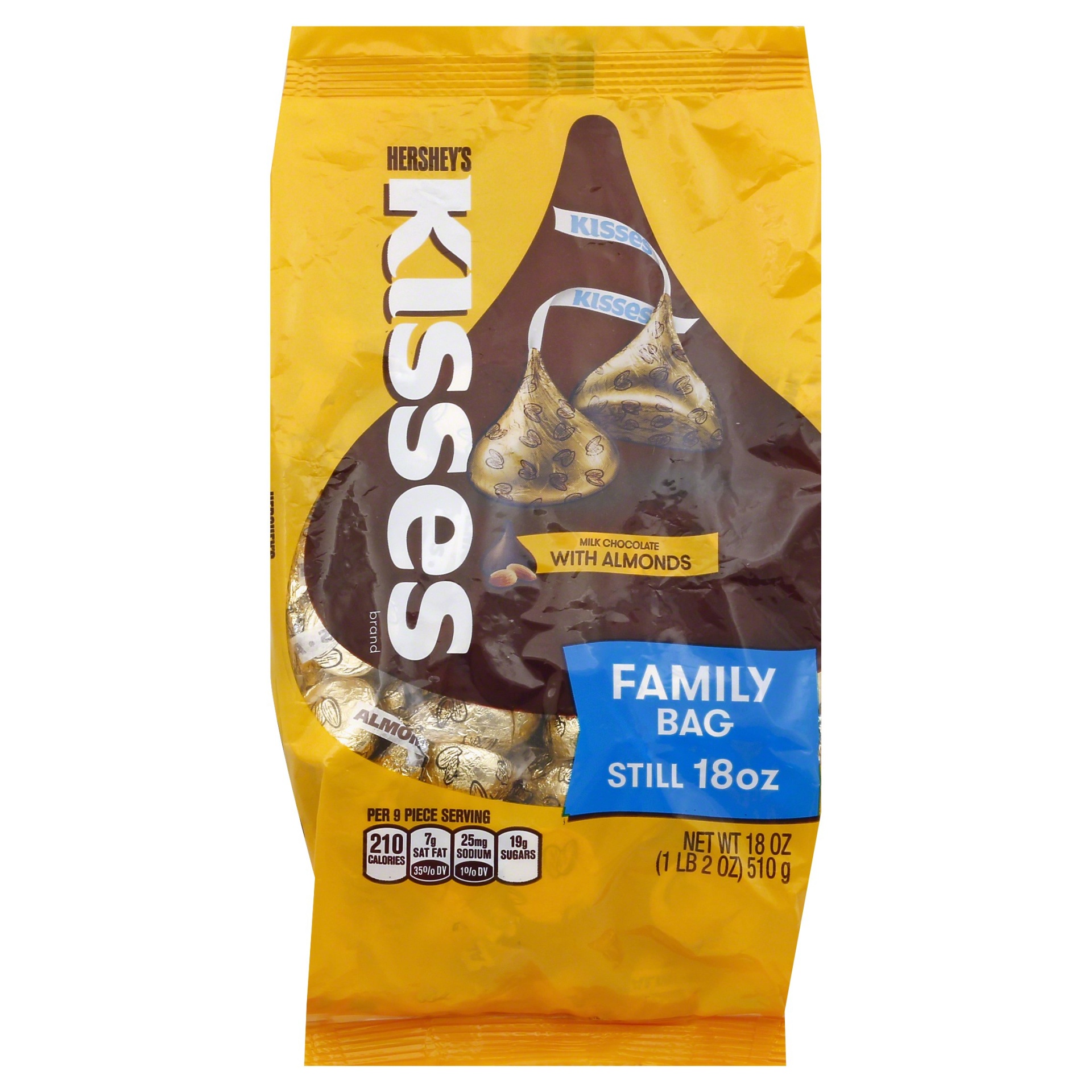slide 1 of 8, Hershey's Kisses Milk Chocolate with Almonds Family Bag, 18 oz
