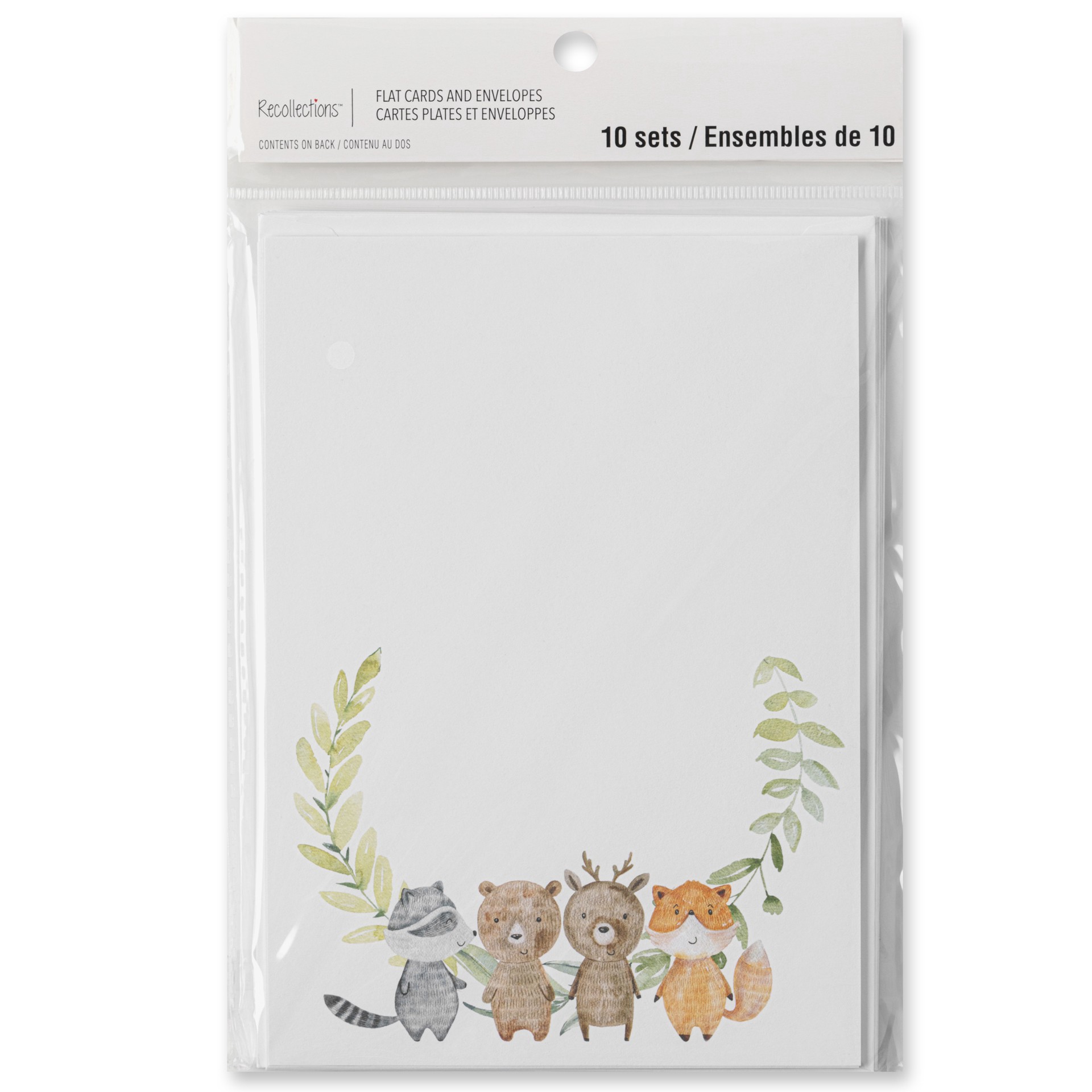 slide 5 of 5, Woodland Animals Flat Cards & Envelopes By Recollections, 5" X 7", 5 in x 7 in