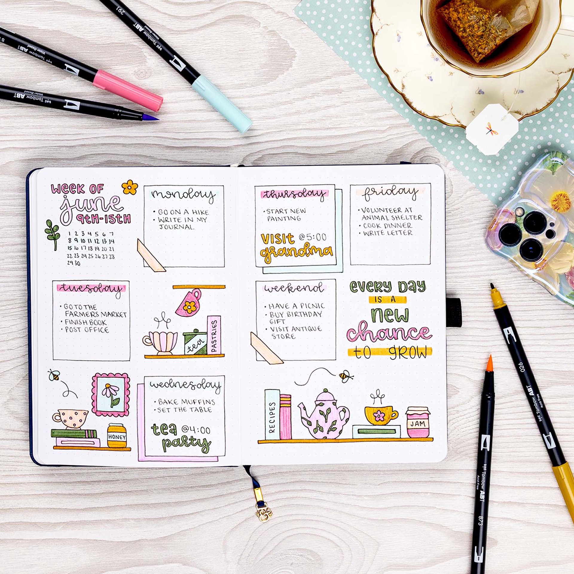 slide 2 of 11, Tombow Teatime Dual Brush Pen Set, 6 ct