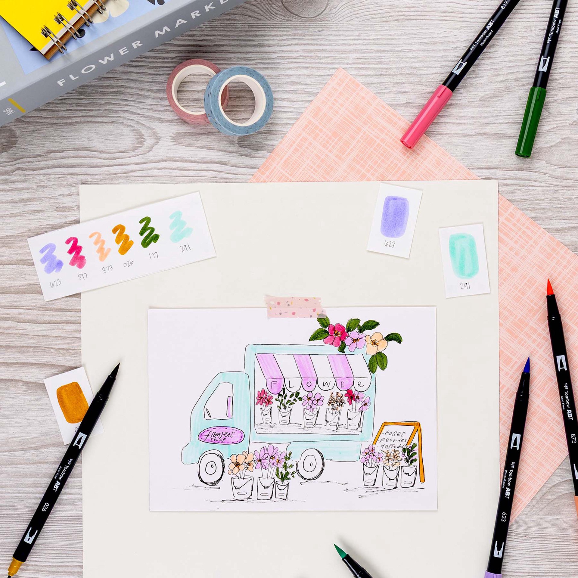 slide 3 of 11, Tombow Teatime Dual Brush Pen Set, 6 ct