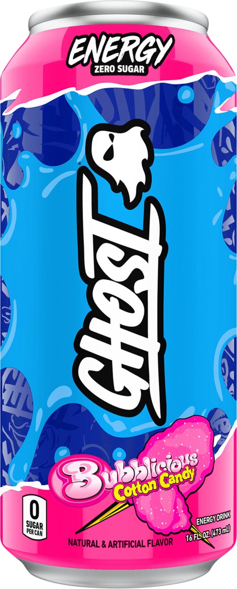 slide 8 of 10, Ghost Zero Sugar Bubblicious Cotton Candy Energy Drink 16 fl oz, 16 fl oz