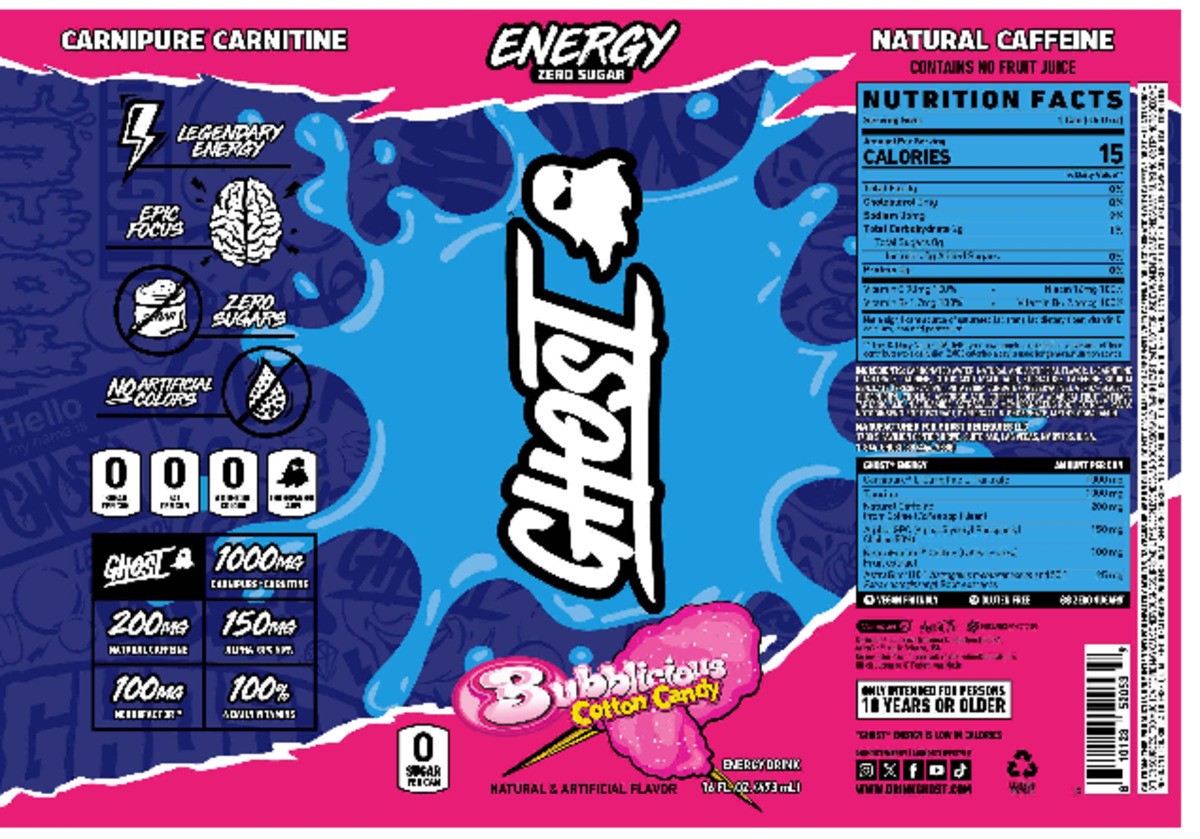 slide 4 of 10, Ghost Zero Sugar Bubblicious Cotton Candy Energy Drink 16 fl oz, 16 fl oz