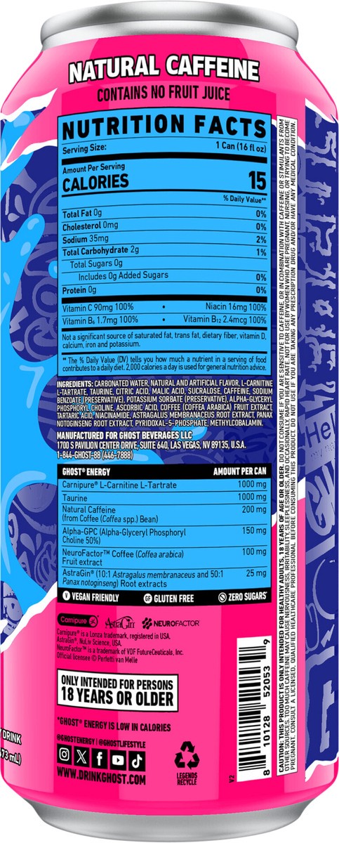 slide 10 of 10, Ghost Zero Sugar Bubblicious Cotton Candy Energy Drink 16 fl oz, 16 fl oz