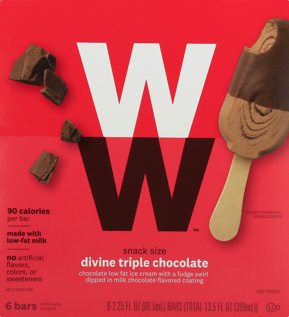 slide 2 of 13, WW Weight Watchers Divine Triple Chocolate Ice Cream Bars, 13.5 fl oz