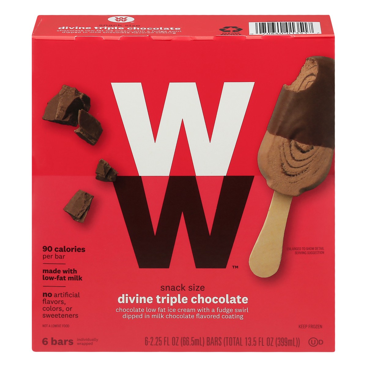 slide 1 of 13, WW Weight Watchers Divine Triple Chocolate Ice Cream Bars, 13.5 fl oz