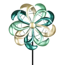 Colorful Blue Tones Pinwheel Garden Stake