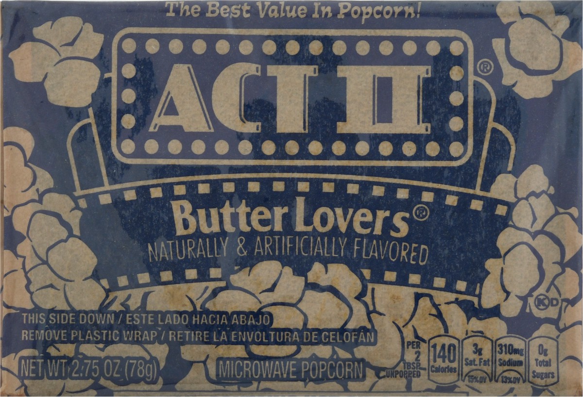 slide 11 of 11, ACT II Butter Lovers Microwave Popcorn 2.75 oz, 2.75 oz