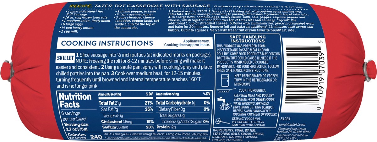 slide 5 of 7, Hatfield Hot Roll Sausage, 16 oz