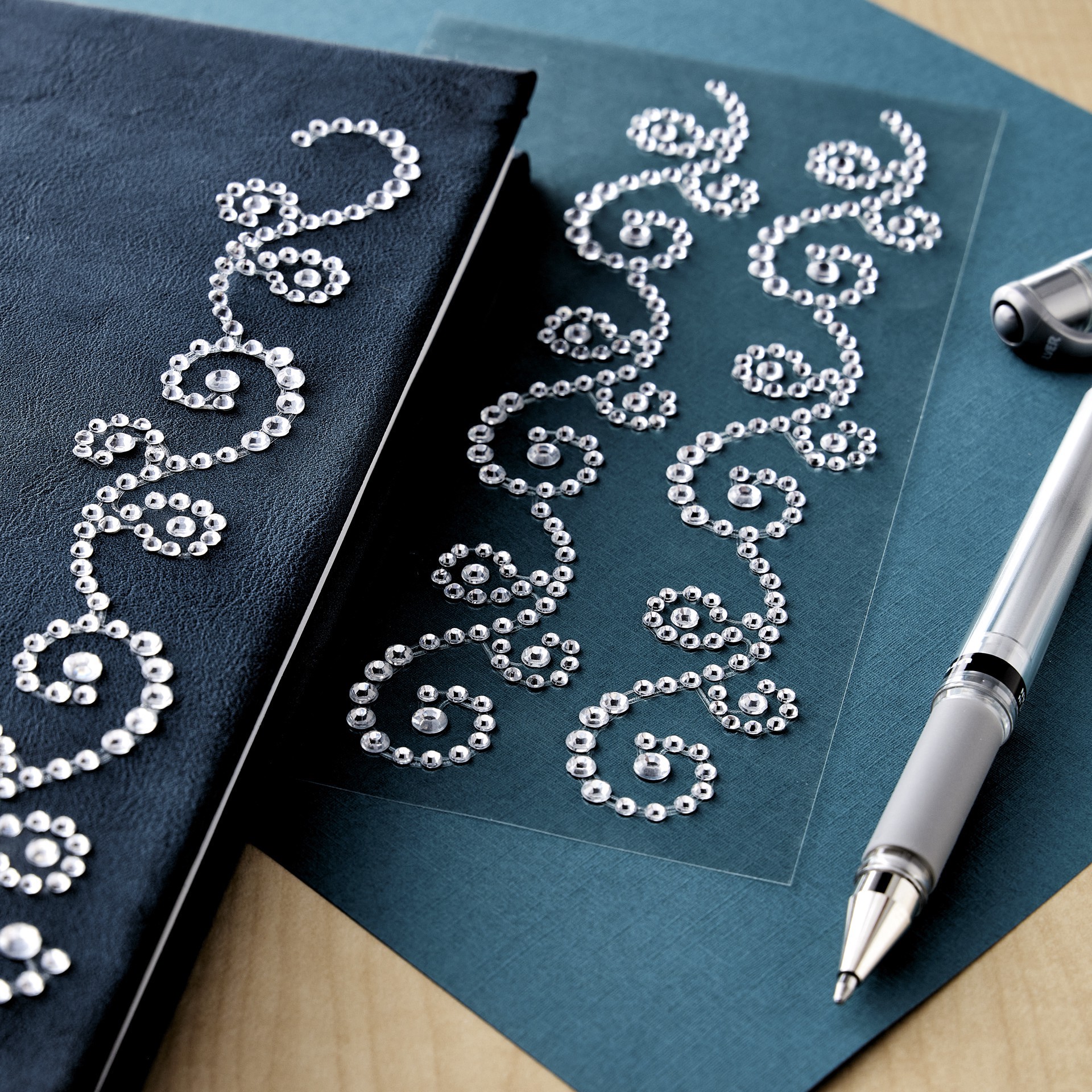 slide 3 of 3, Clear Iridescent Flourishes Bling Stickers By Recollections, 3.8 in x 7.5 in