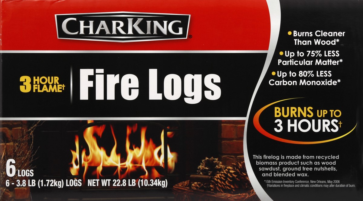 slide 2 of 6, CharKing Fire Logs, 6 ct