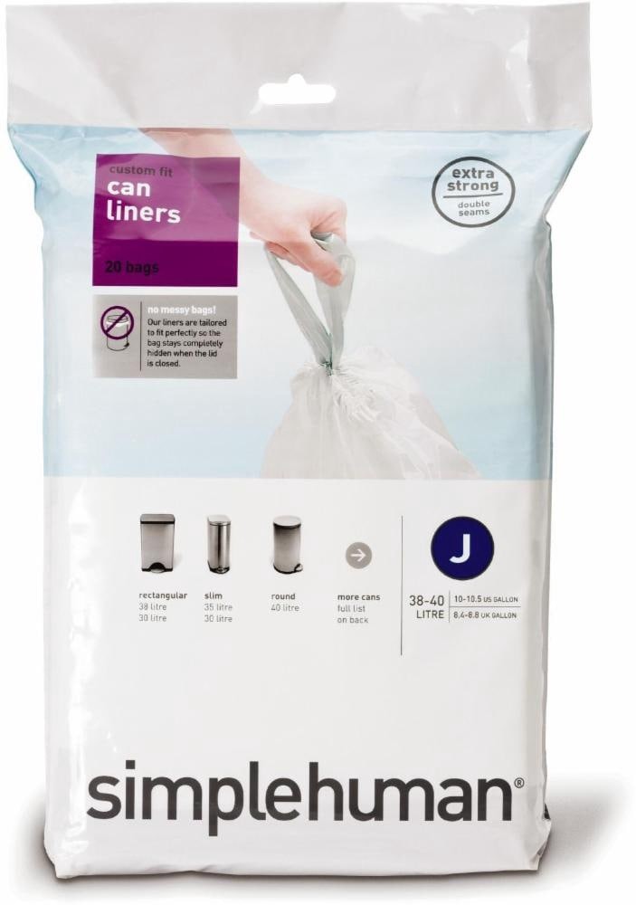 slide 1 of 1, simplehuman Code J Custom-Fit Trash Can Liner - White, 10 ct; 10.5 gal