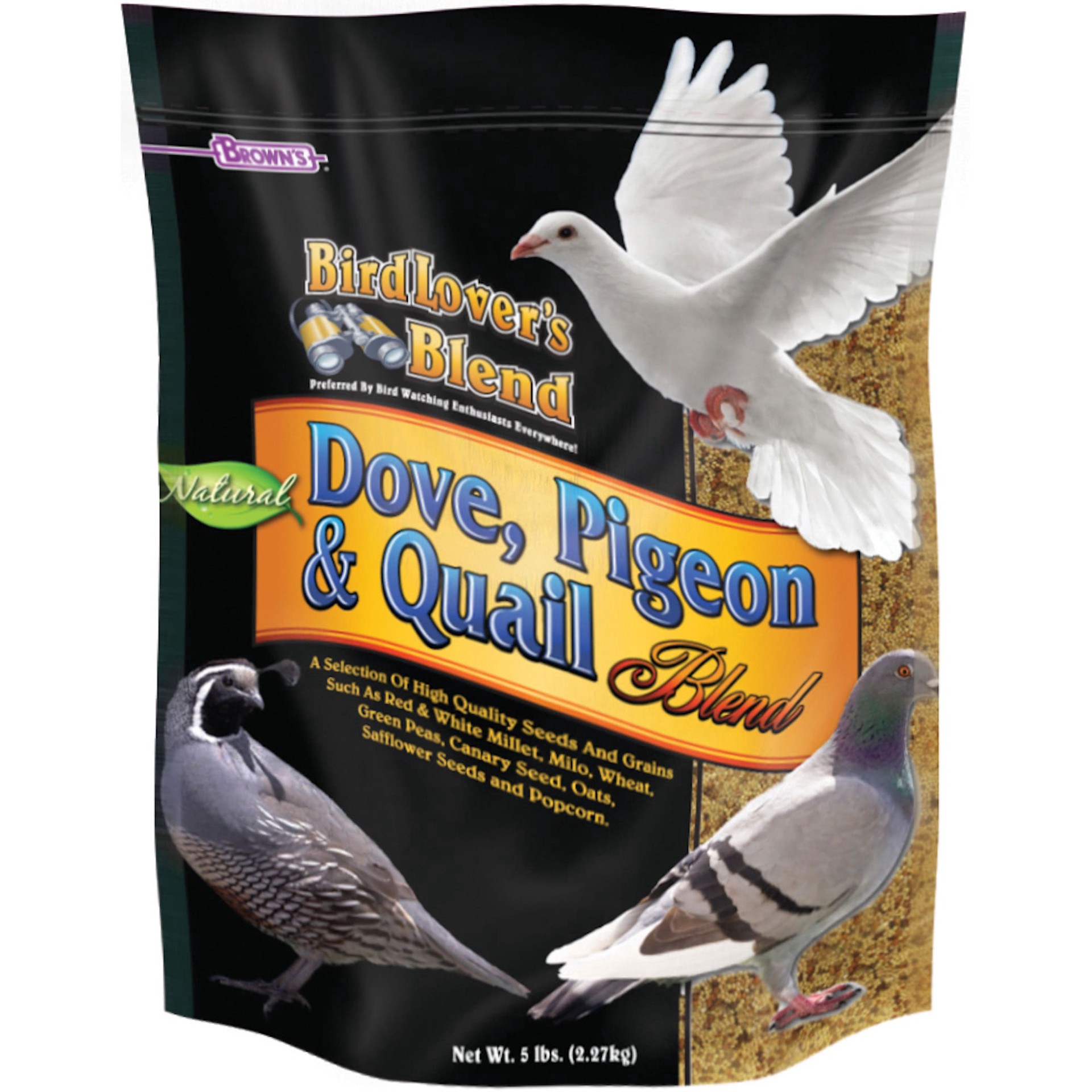 slide 1 of 1, FM Brown's Fm Browns Brown's BirdLover's Blend Natural Dove, Pigeon, & Quail Blend Wild Bird Seed, 5 lb