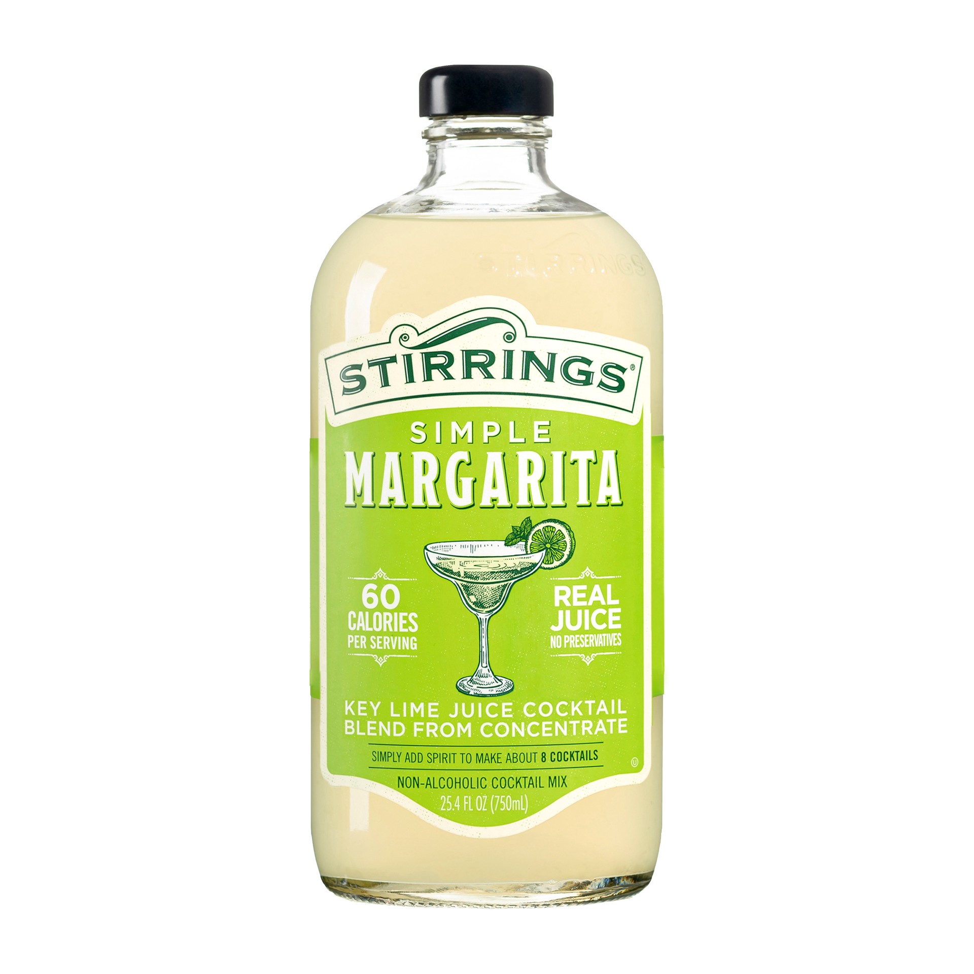 slide 1 of 2, Stirrings Margarita Mix, Non Alcoholic Cocktail Mixer, 750ml Bottle, 25.4 oz