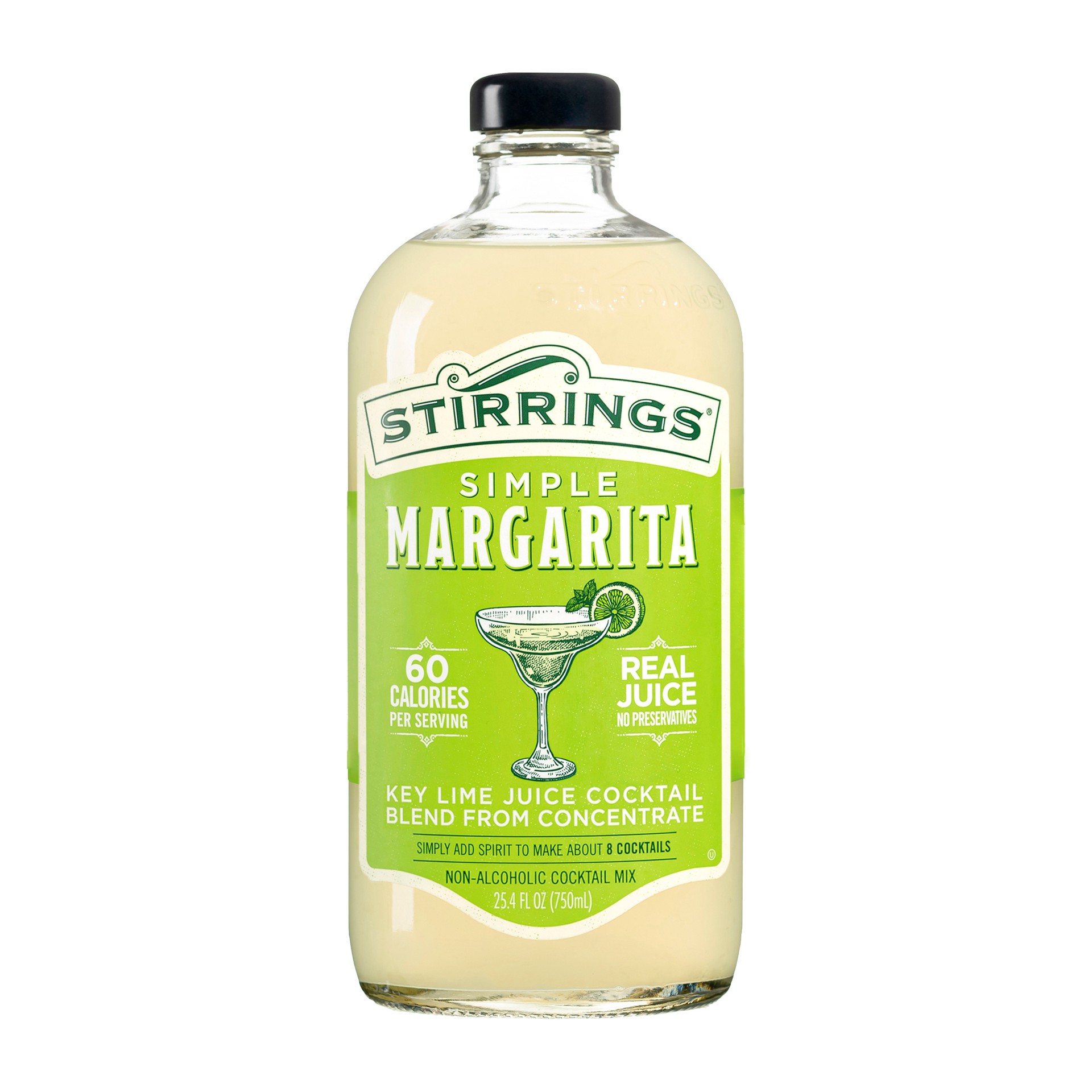 slide 1 of 2, Stirrings Margarita Mix, Non Alcoholic Cocktail Mixer, 750ml Bottle, 25.4 fl oz