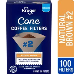 Kroger 2 Unbleached Cone Coffee Filters Natural Brown