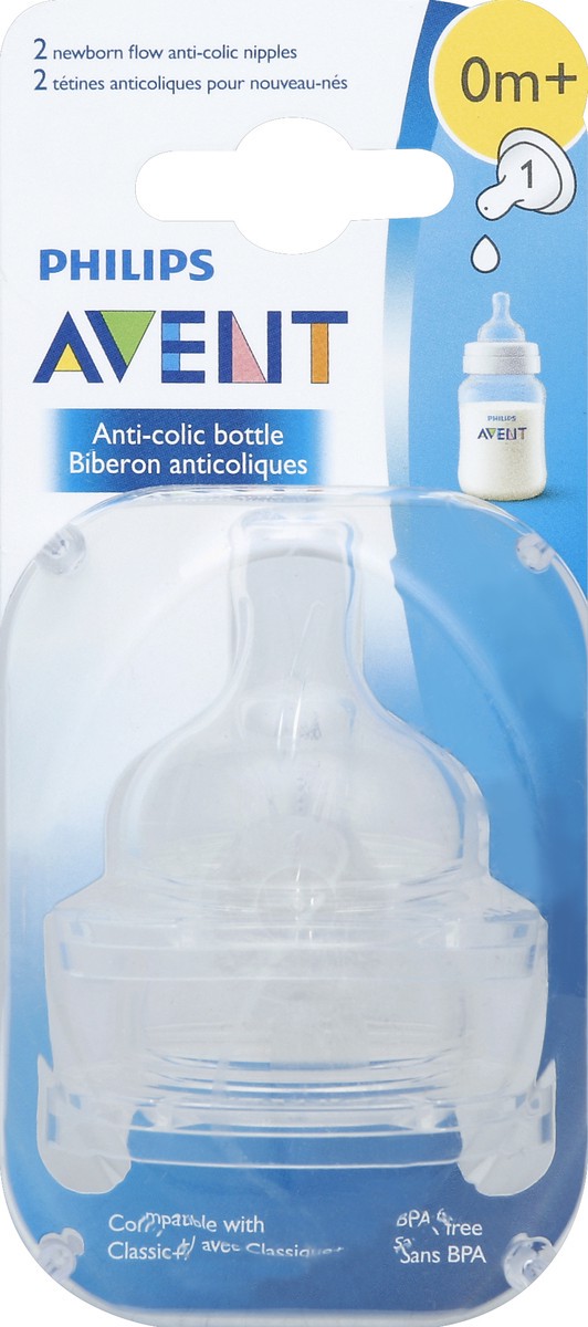 slide 2 of 2, Philips Avent Anti-Colic Baby Bottle Newborn Flow Nipples, 4 ct