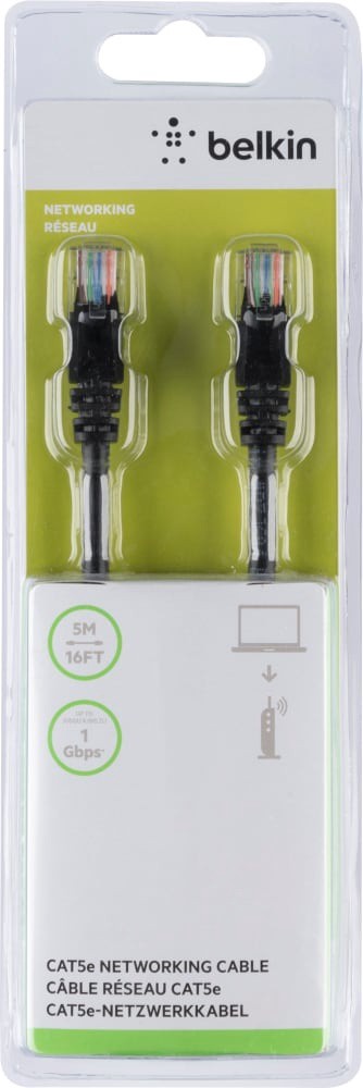 slide 1 of 1, Belkin Cat5E Networking Cable - Black, 16 ft