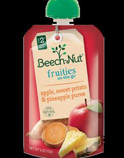 slide 1 of 1, Beech-Nut Fruities On-The-Go Apple, Sweet Potato & Pineapple Puree, 4 oz