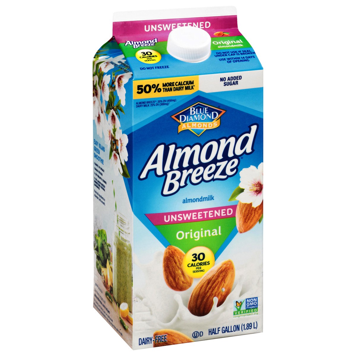 slide 2 of 9, Almond Breeze Original Unsweetened Almondmilk 0.5 gl, 64 oz