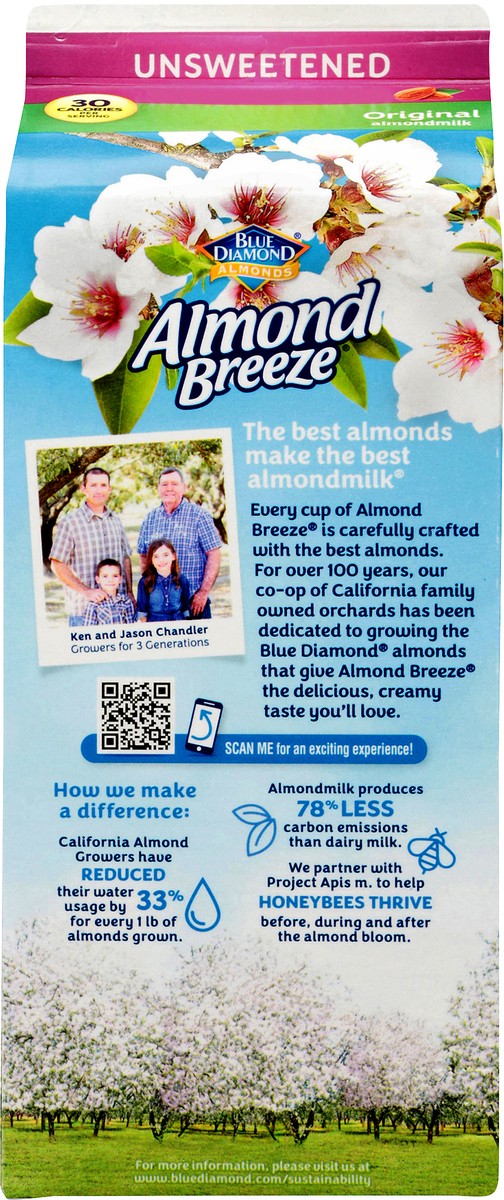 slide 5 of 9, Almond Breeze Original Unsweetened Almondmilk 0.5 gl, 64 oz