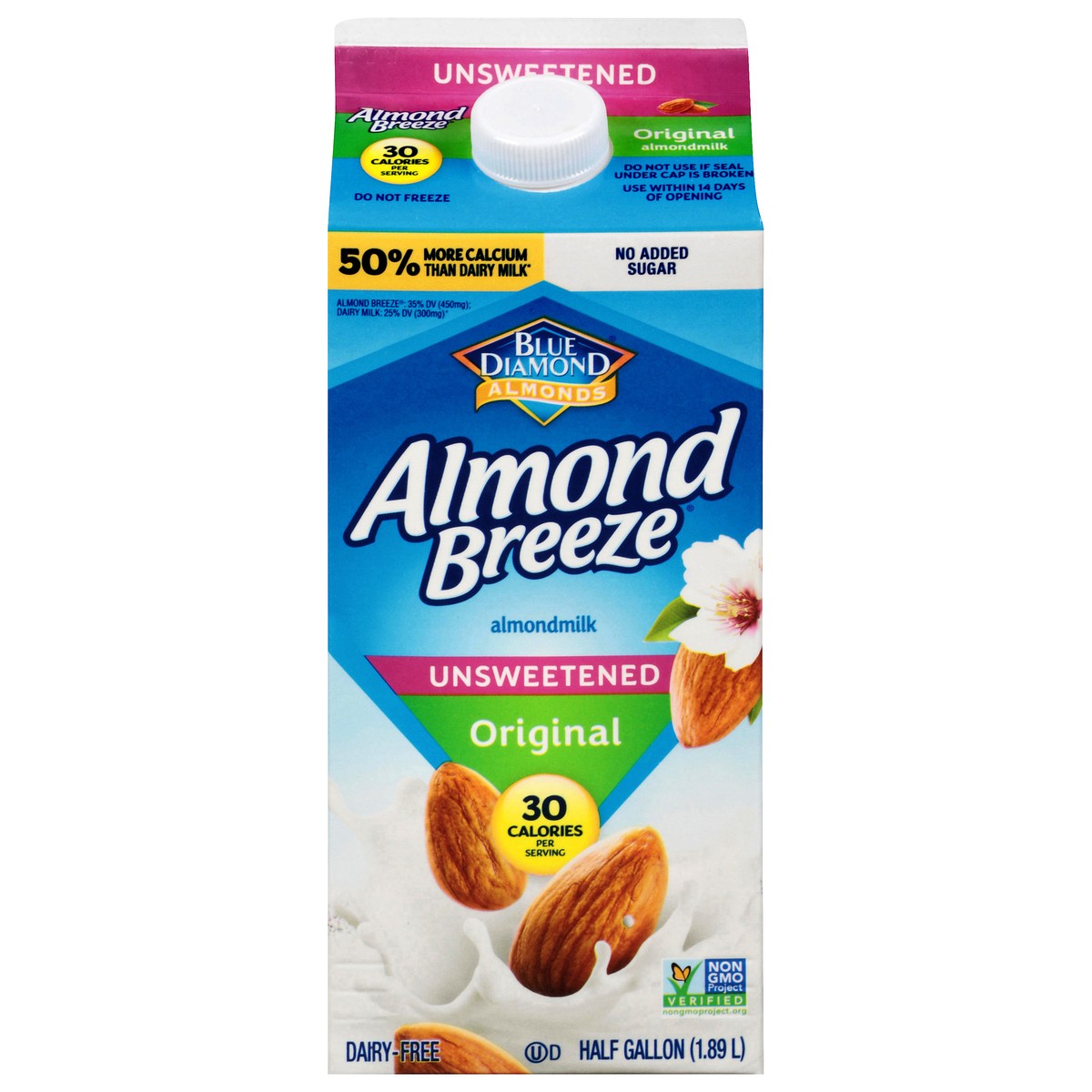 slide 1 of 9, Almond Breeze Original Unsweetened Almondmilk 0.5 gl, 64 oz