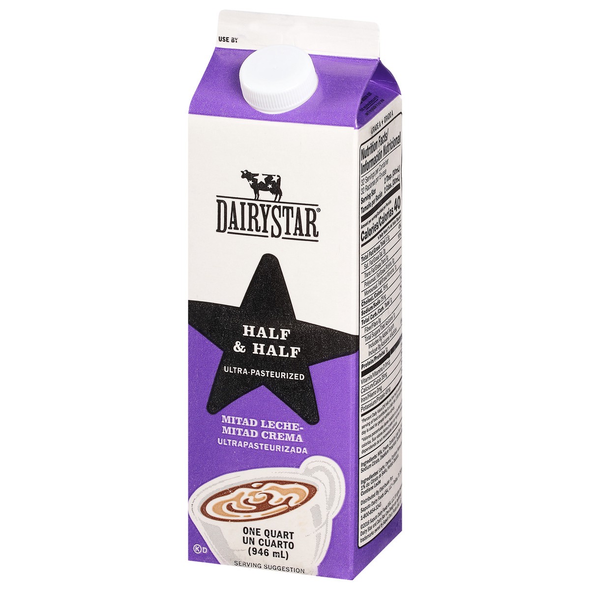 slide 2 of 9, DairyStar Ultra-Pasteurized Half & Half 1 qt, 1 ct