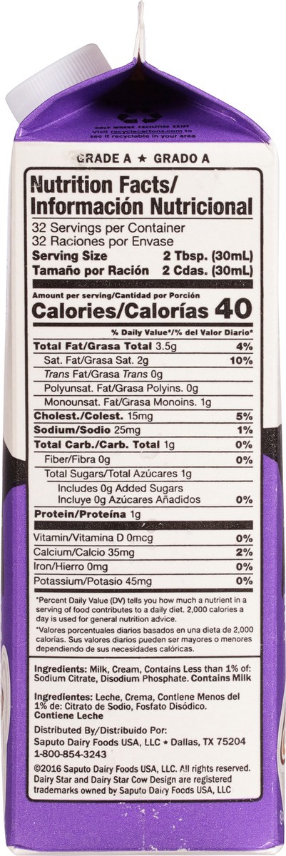 slide 7 of 9, DairyStar Ultra-Pasteurized Half & Half 1 qt, 1 ct