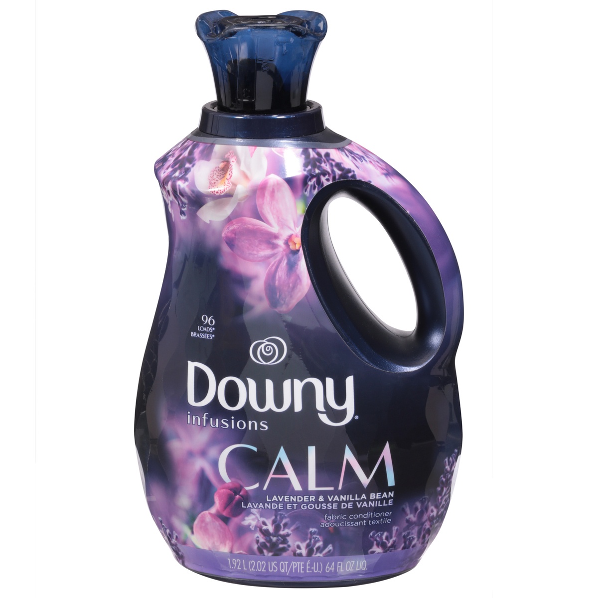 slide 1 of 1, Downy Infusions Calm Lavender & Vanilla Bean Fabric Conditioner 64 fl oz, 