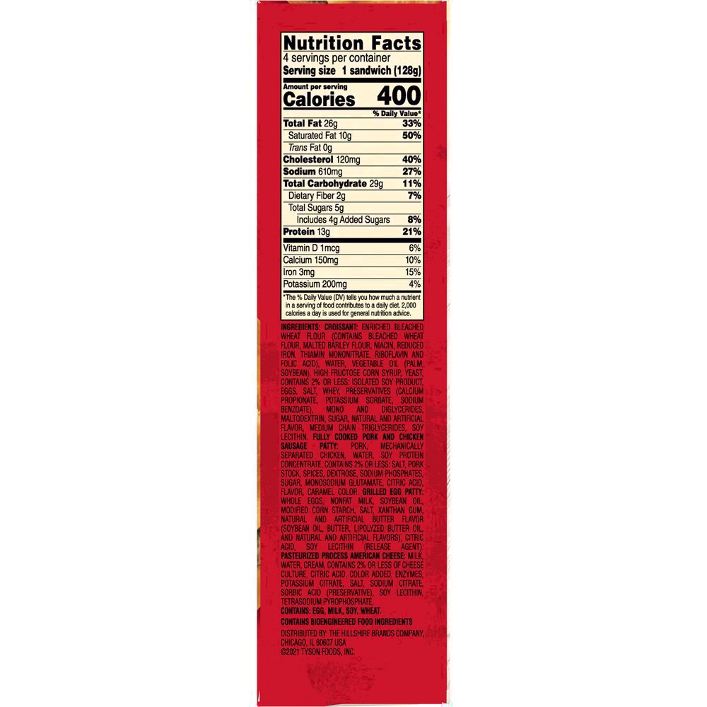 slide 71 of 127, Jimmy Dean Frozen Breakfast Sausage, Egg & Cheese Croissant Sandwiches, 18 oz