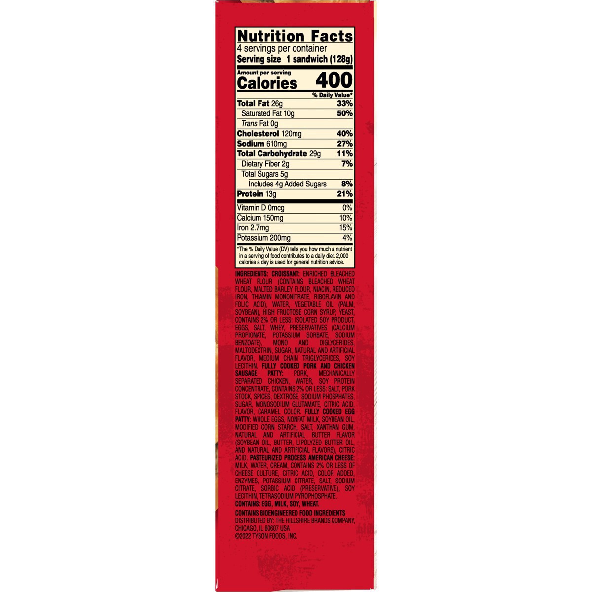 slide 78 of 127, Jimmy Dean Frozen Breakfast Sausage, Egg & Cheese Croissant Sandwiches, 18 oz