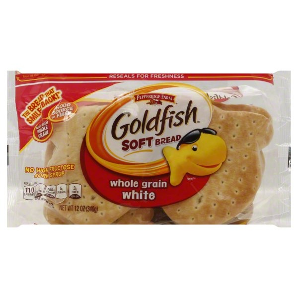 slide 1 of 1, Goldfish Whole Grain White Soft Bread, 12 oz