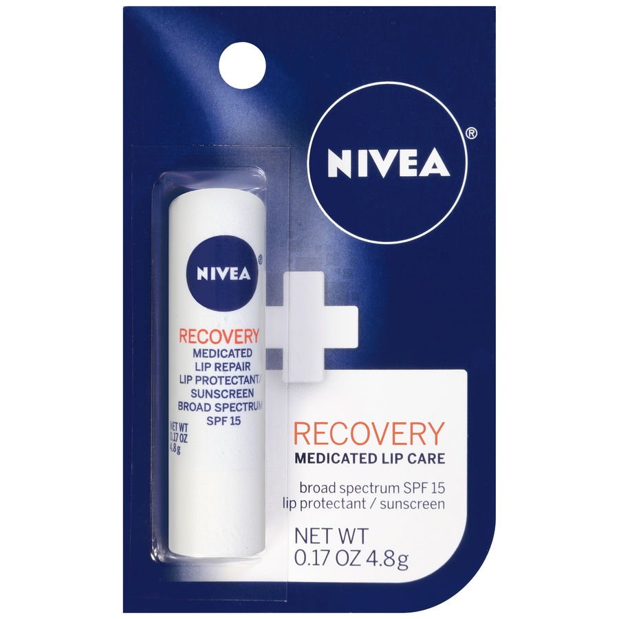 slide 1 of 6, Nivea Recovery Medicated Lip Care, 0.17 oz