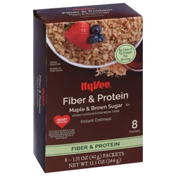 Hy-Vee Fiber & Protein Maple & Brown Sugar Instant Oatmeal, 8-1.51 Oz
