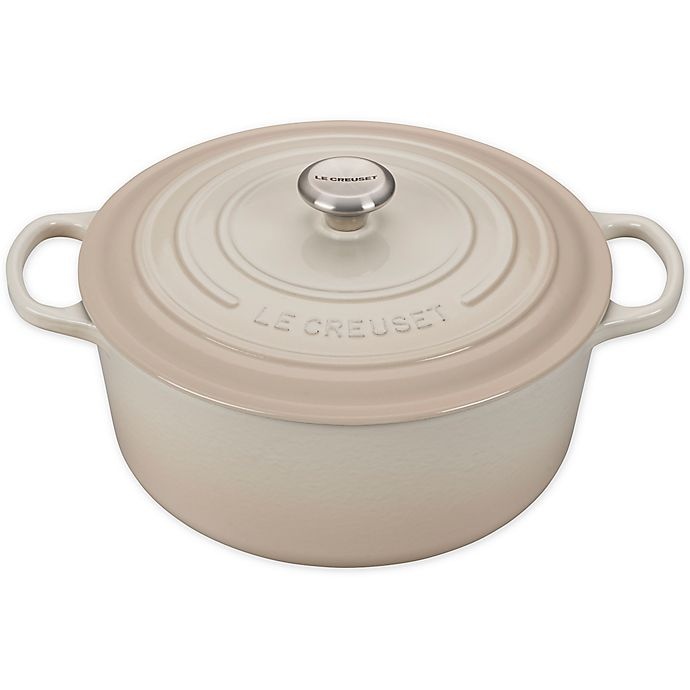 slide 1 of 1, Le Creuset Signature Round Dutch Oven - Meringue, 9 qt