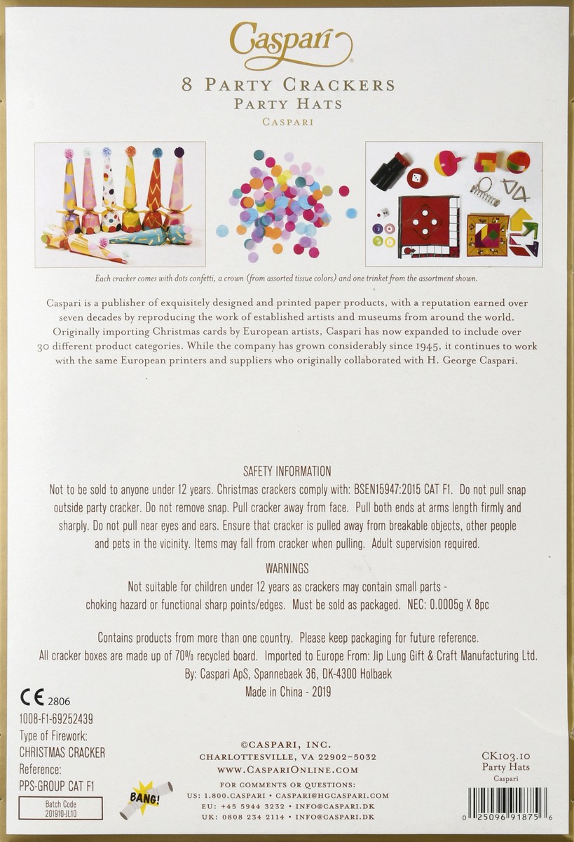 slide 3 of 11, Caspari Party Hats Party Crackers 8 ea, 8 ct