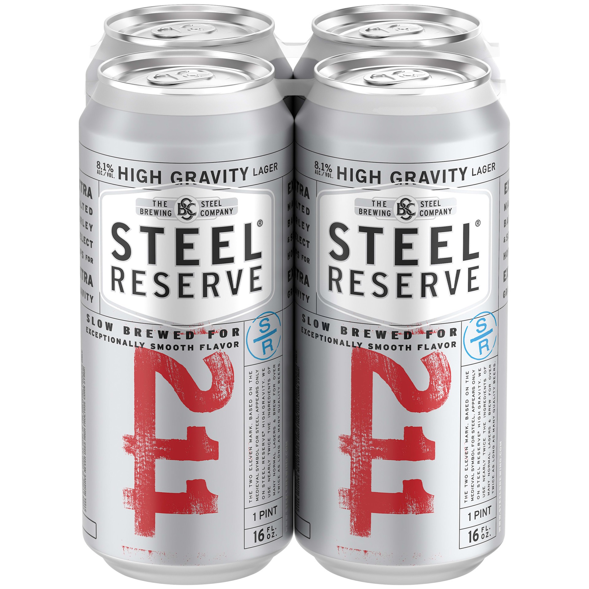 slide 5 of 5, Steel Reserve High Gravity Malt Liquor, Beer, 4 Pack, 16 fl. oz. Cans, 8.1% ABV, 16 fl oz