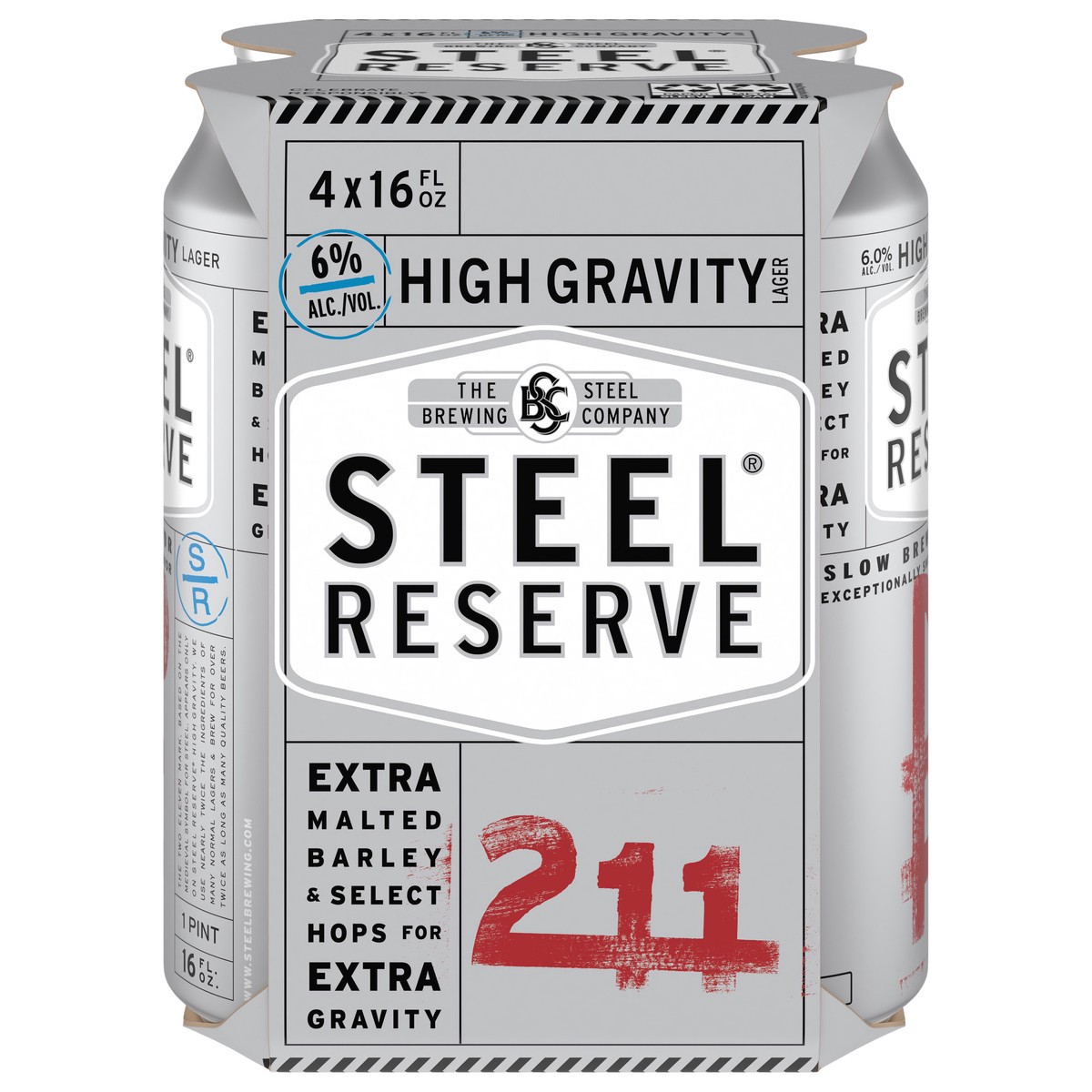 slide 1 of 5, Steel Reserve High Gravity Lager 211 Beer 4 - 16 fl oz Cans, 4 ct; 16 oz