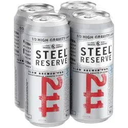 Steel Reserve High Gravity Malt Liquor, Beer, 4 Pack, 16 fl. oz. Cans, 8.1% ABV